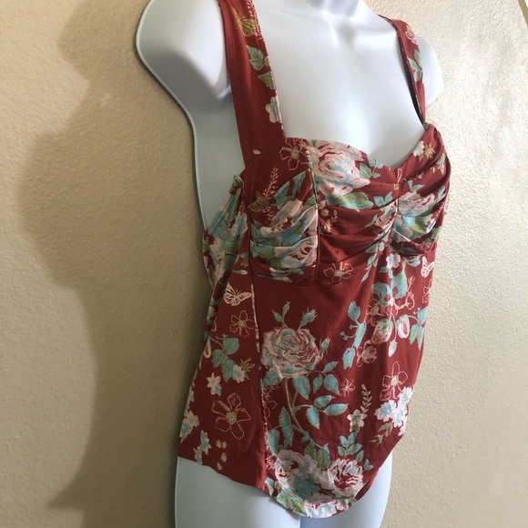 Free People Ginger Snap Top Ruched Crisscross Wide Wide Straps Size L - Picture 7 of 15